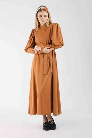 Balloon Sleeve Dress Orange - 1