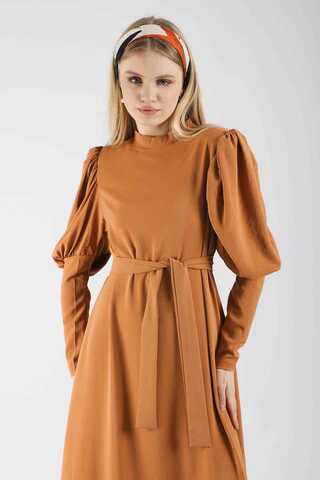 Balloon Sleeve Dress Orange - 2