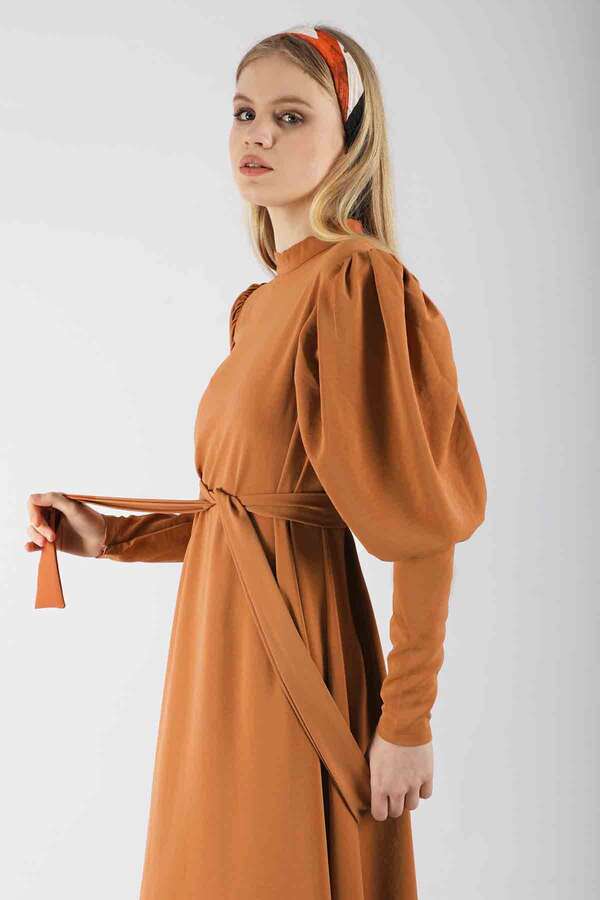 Balloon Sleeve Dress Orange - 4