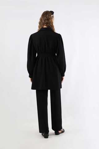Balloon Sleeve Jacket Pants Suit Black - 5