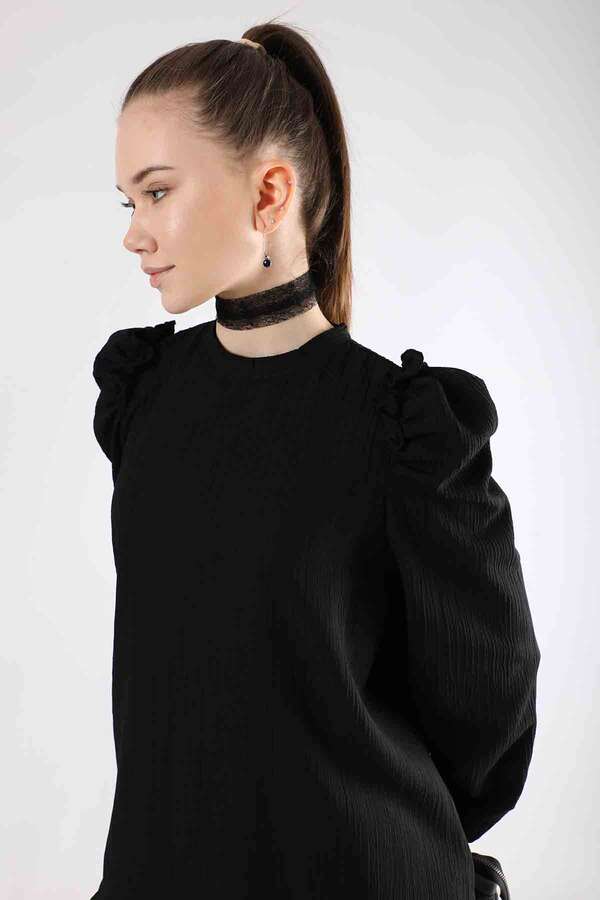 Balloon Sleeve Pants Suit Black - 4