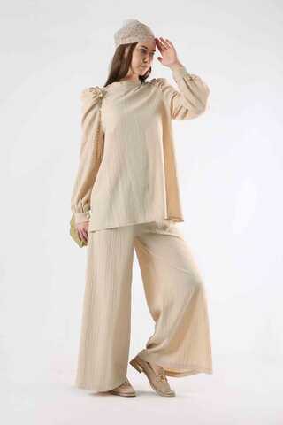Balloon Sleeve Pants Suit Stone - 5