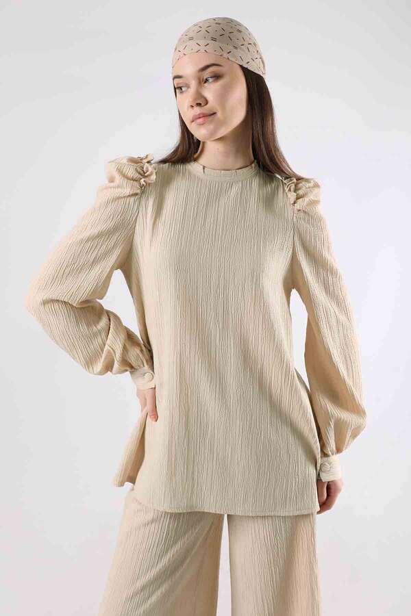 Balloon Sleeve Pants Suit Stone - 2