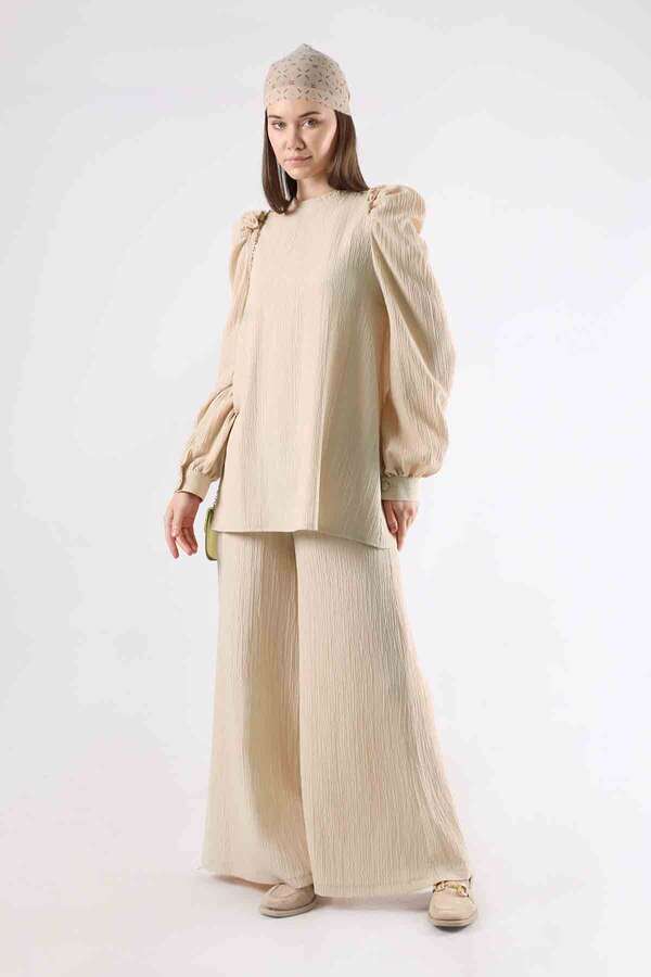 Balloon Sleeve Pants Suit Stone - 3