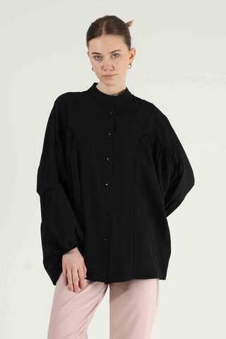 Balloon Sleeve Shirt Black - 1