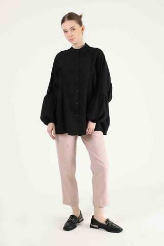 Balloon Sleeve Shirt Black - 2