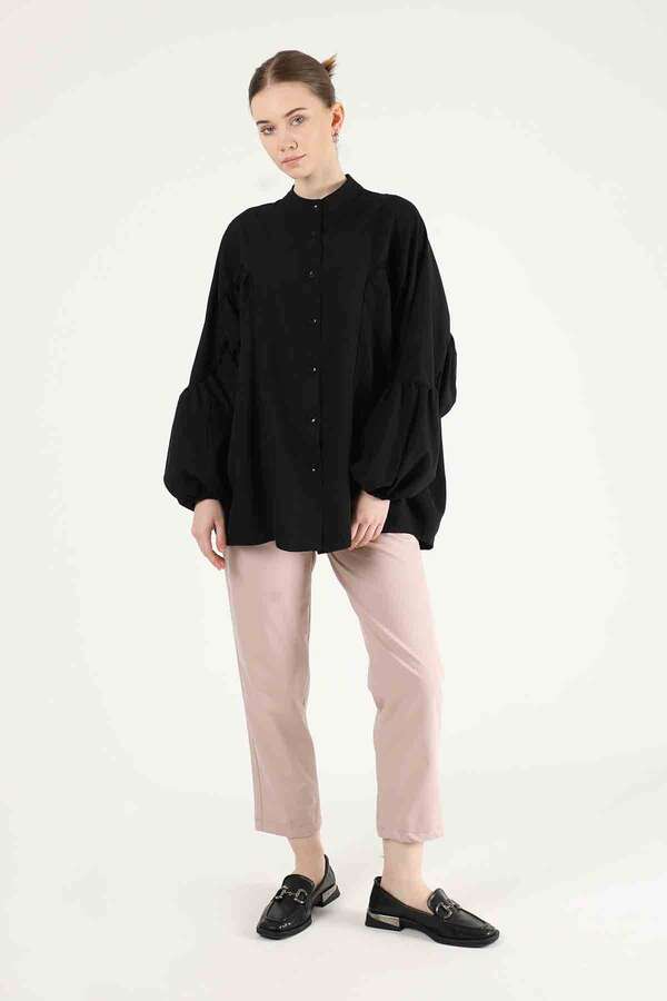 Balloon Sleeve Shirt Black - 2