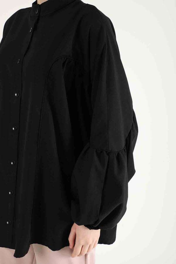 Balloon Sleeve Shirt Black - 3