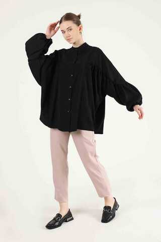Balloon Sleeve Shirt Black - 4