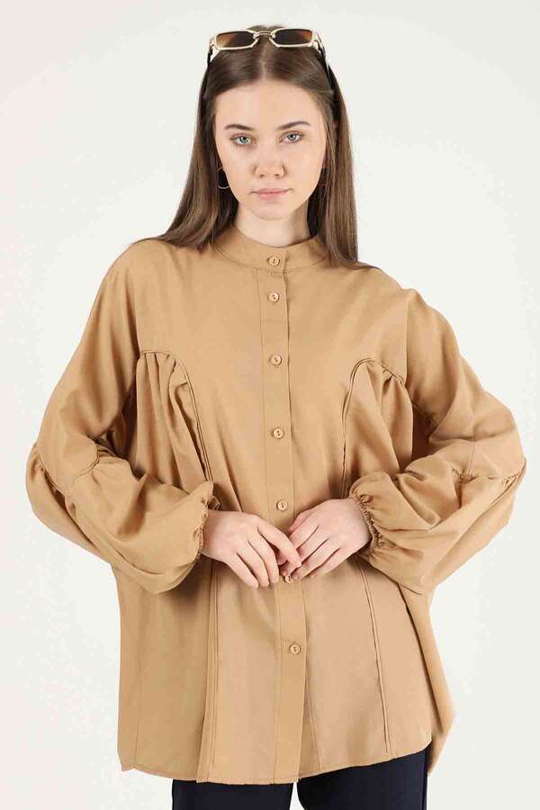 Balloon Sleeve Shirt Camel - 1