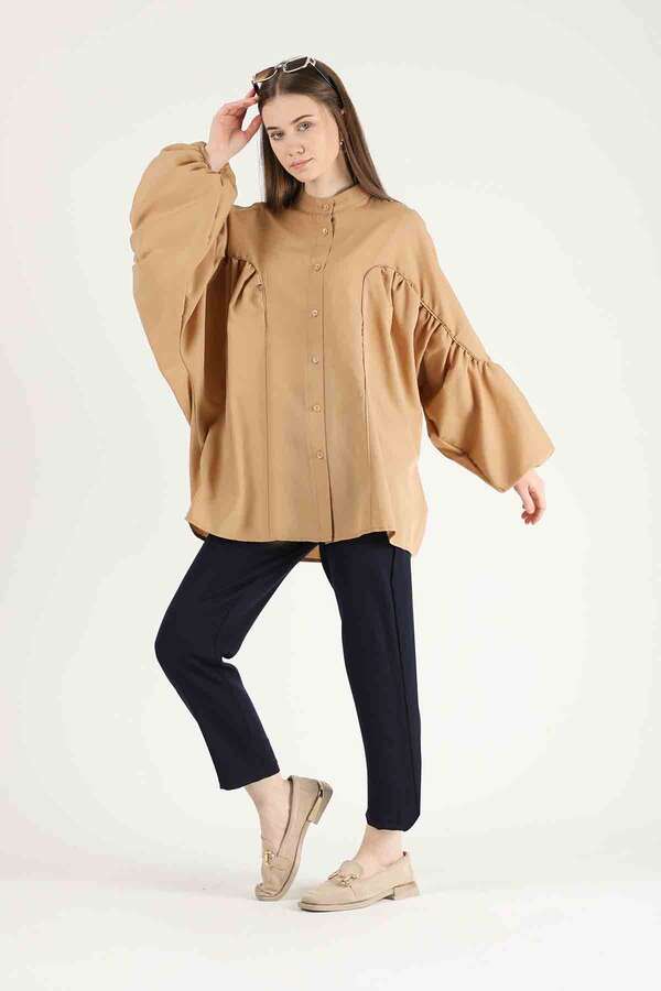 Balloon Sleeve Shirt Camel - 2