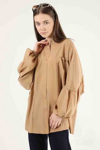 Balloon Sleeve Shirt Camel - 3