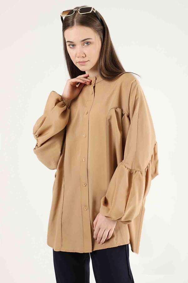 Balloon Sleeve Shirt Camel - 3