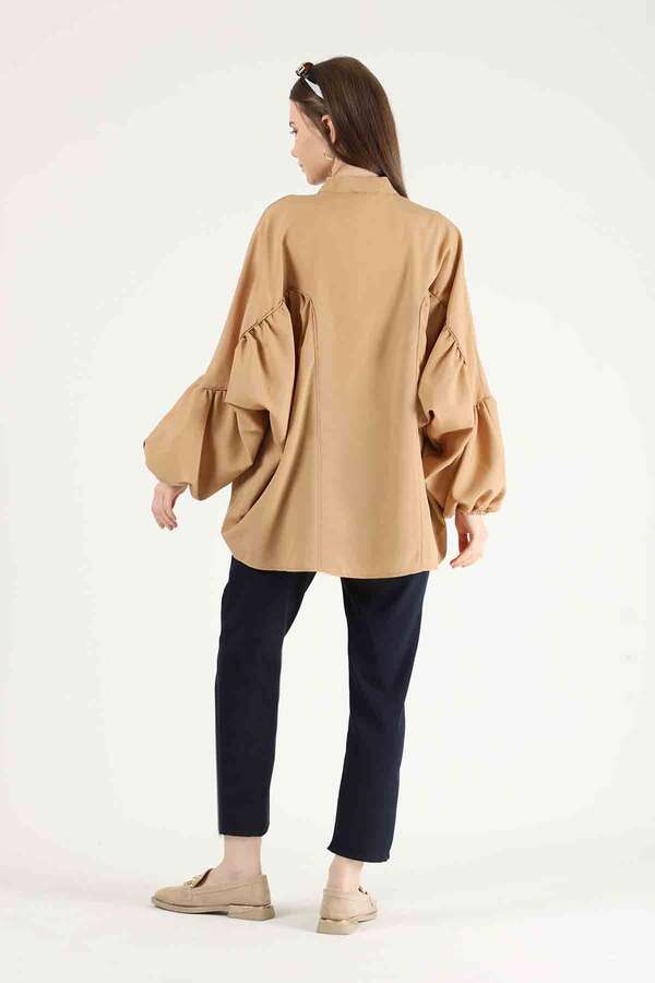 Balloon Sleeve Shirt Camel - 4