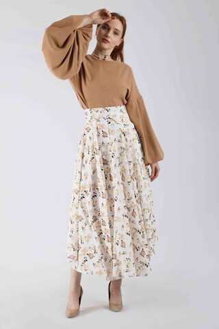 Balloon Sleeve Skirt Suit Camel - 3