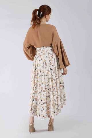 Balloon Sleeve Skirt Suit Camel - 5