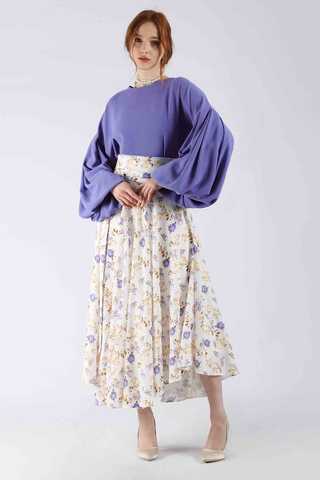 Balloon Sleeve Skirt Suit Lilac - 1