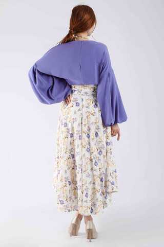 Balloon Sleeve Skirt Suit Lilac - 5