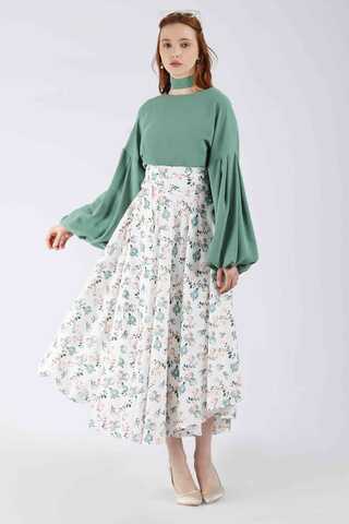 Balloon Sleeve Skirt Suit Mint - 1