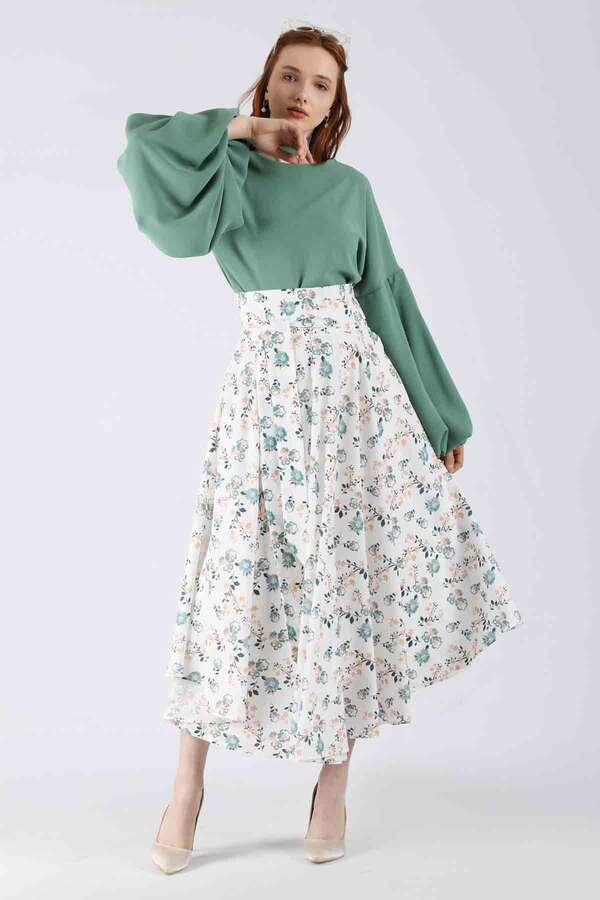 Balloon Sleeve Skirt Suit Mint - 3