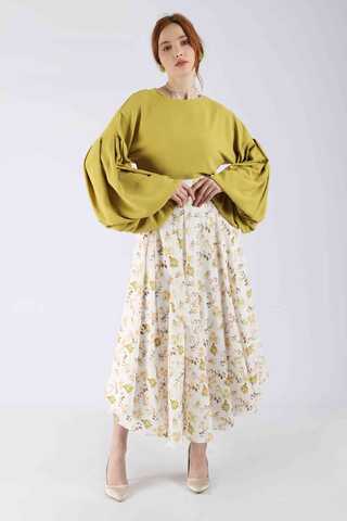Balloon Sleeve Skirt Suit Mustard - 1