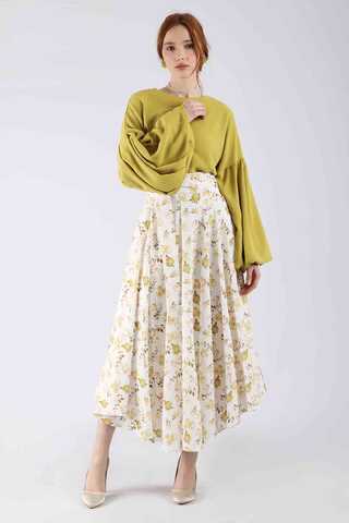 Balloon Sleeve Skirt Suit Mustard - 3