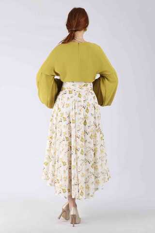 Balloon Sleeve Skirt Suit Mustard - 5
