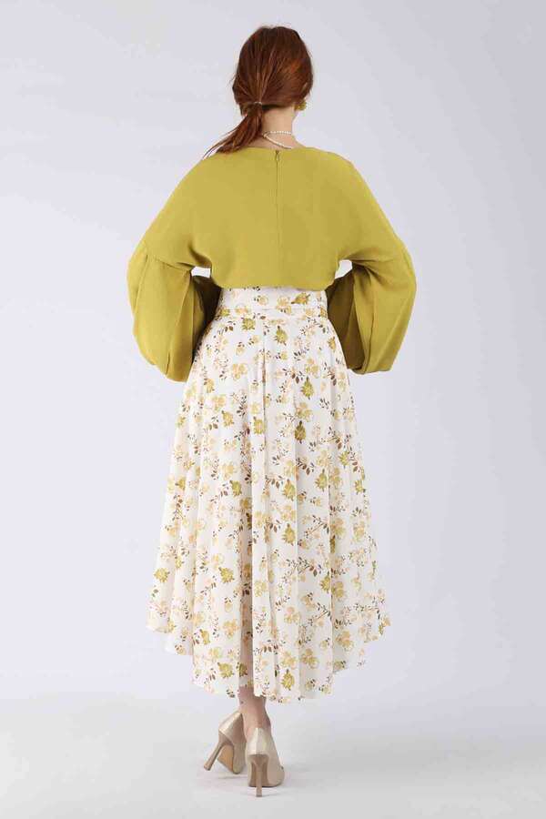 Balloon Sleeve Skirt Suit Mustard - 5