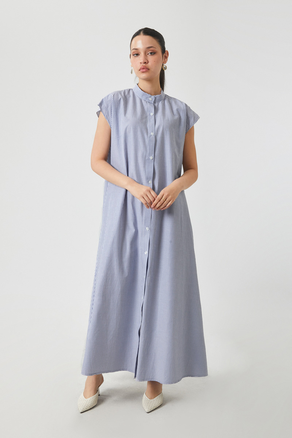 Balon Kol Çizgili Jile Takım İndigo - 8