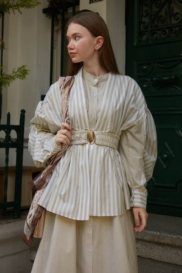 Balon Kol Çizgili Jile Takım Taş - 1