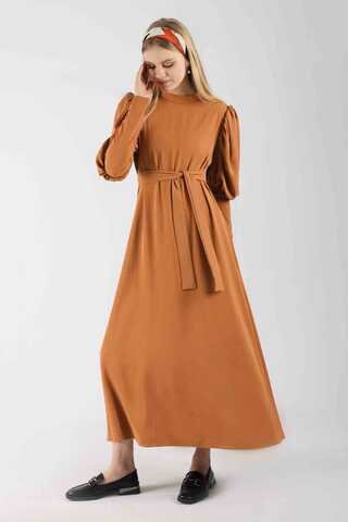 Balon Kol Elbise Oranj - 3