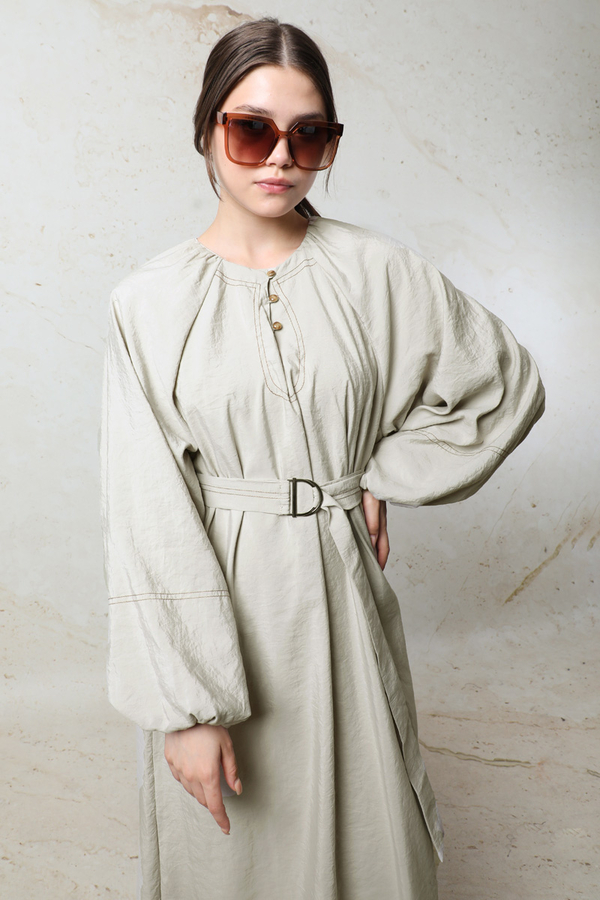 Balon Kol Elbise Taş - 3