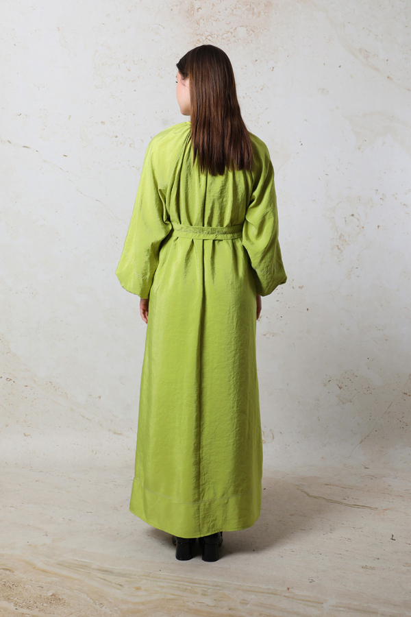 Balon Kol Elbise Yeşil - 6