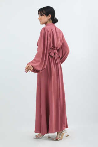 Balon Kol Gipeli Elbise Gül Kurusu - 4