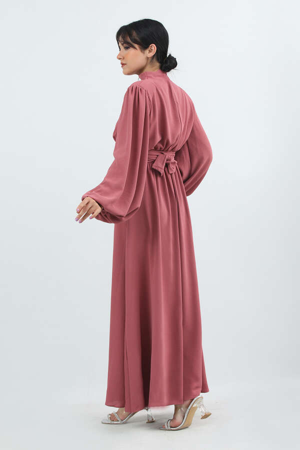 Balon Kol Gipeli Elbise Gül Kurusu - 4