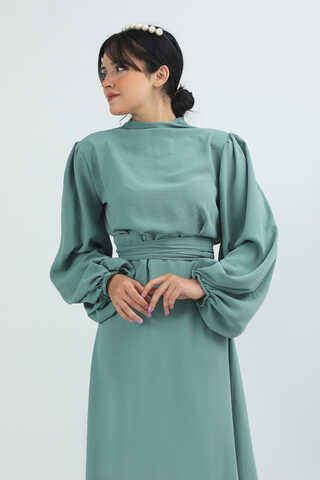 Balon Kol Gipeli Elbise Mint - 2