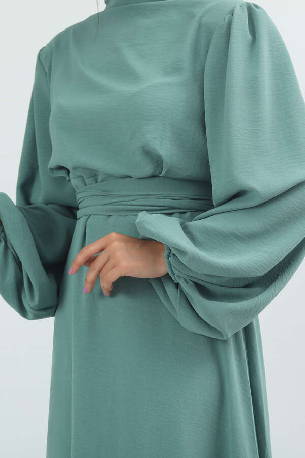 Balon Kol Gipeli Elbise Mint - 3