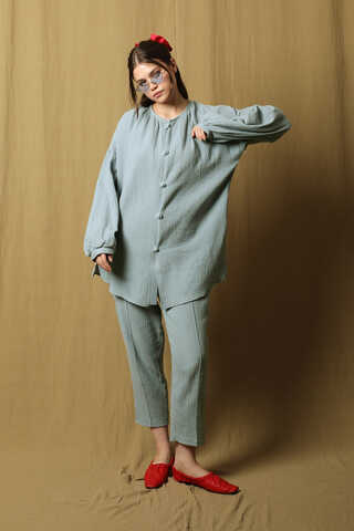 Balon Kol Müslin Takım Bebe Mavisi - 8