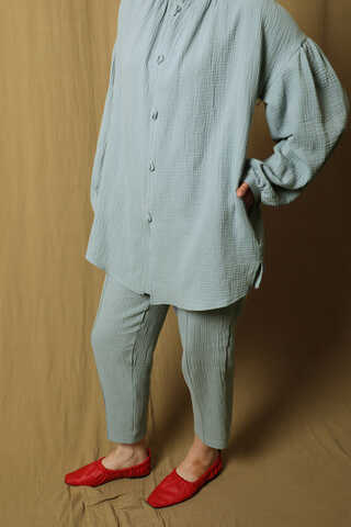 Balon Kol Müslin Takım Bebe Mavisi - 6