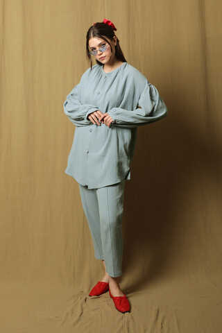 Balon Kol Müslin Takım Bebe Mavisi - 2