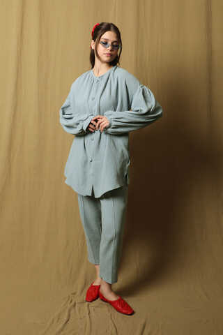 Balon Kol Müslin Takım Bebe Mavisi - 7