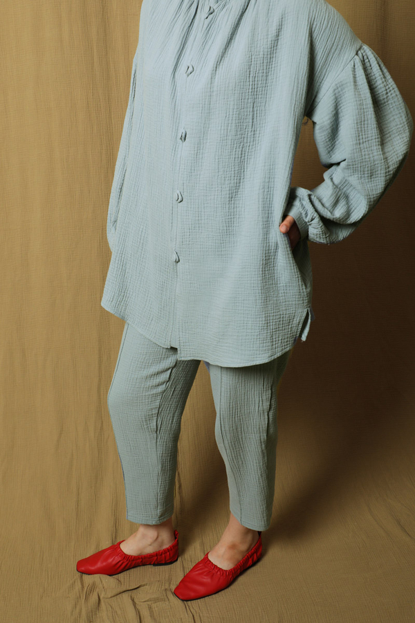 Balon Kol Müslin Takım Bebe Mavisi - 6