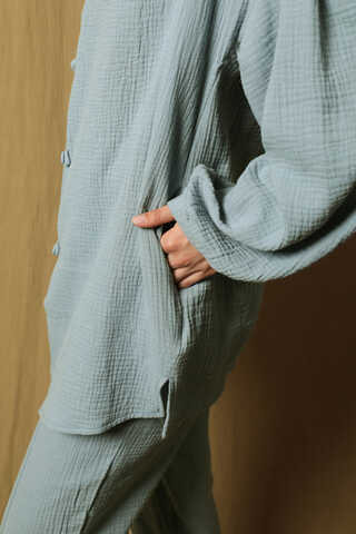 Balon Kol Müslin Takım Bebe Mavisi - 4