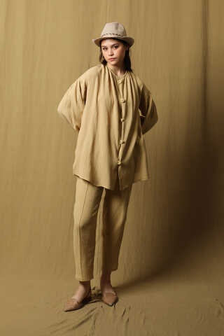 Balon Kol Müslin Takım Bej - 1