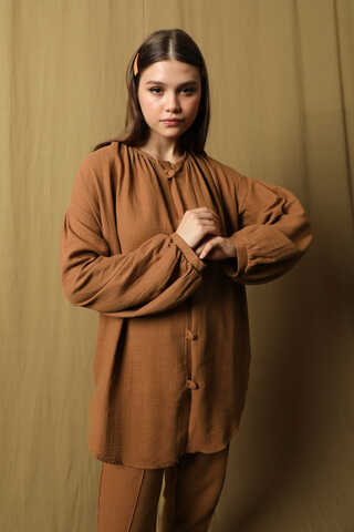 Balon Kol Müslin Takım Kiremit - 1