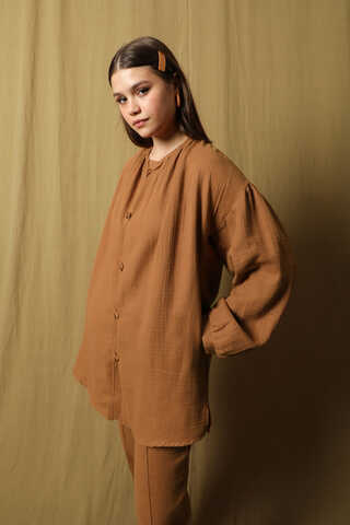 Balon Kol Müslin Takım Kiremit - 4