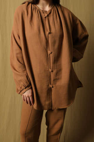 Balon Kol Müslin Takım Kiremit - 5