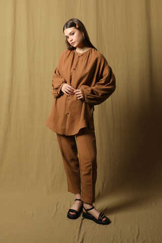 Balon Kol Müslin Takım Kiremit - 6