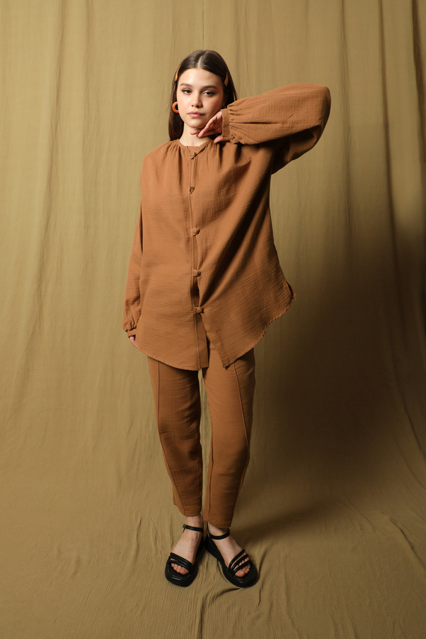 Balon Kol Müslin Takım Kiremit - 2