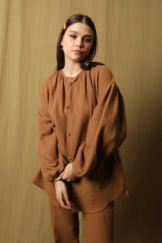 Balon Kol Müslin Takım Kiremit - 3